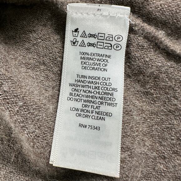 Ellen Tracy Sweater Extra Fine Merino Wool Cowl Neck Tan Brown Womens XL Office - Picture 8 of 16